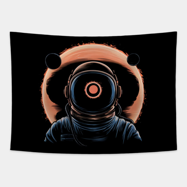 Astronaut Eclipse Space Artwork Cosmic Sci-Fi Gift Graphic Tapestry by MakerMind8.2