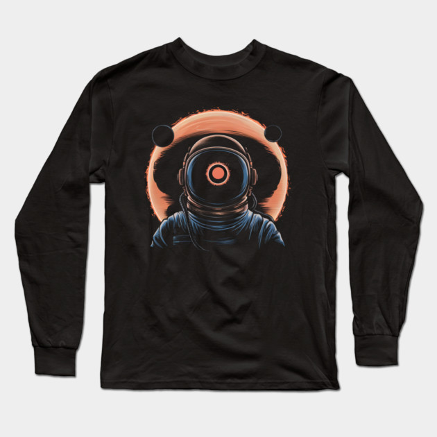 Astronaut Eclipse Space Artwork Cosmic Sci-Fi Gift Graphic Long Sleeve T-Shirt by MakerMind8.2