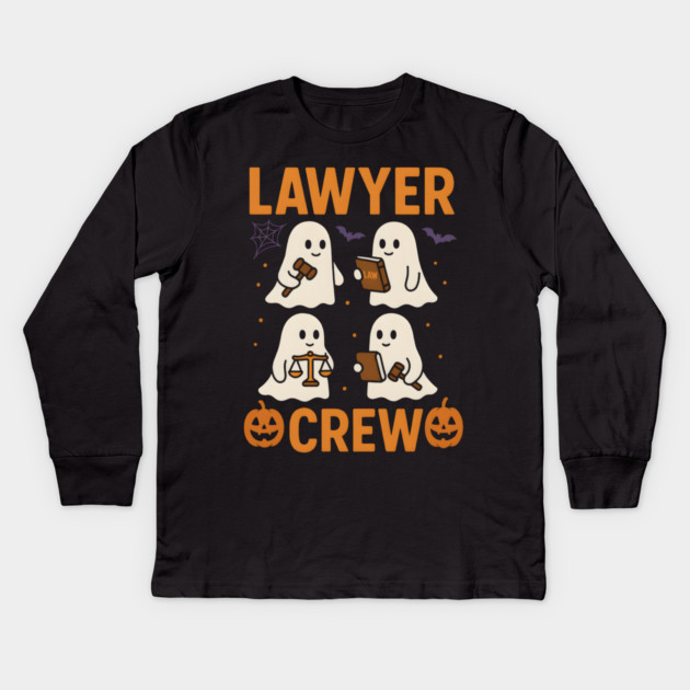 Lawyer Crew Funny Ghost Halloween Lawyer Gift Graphic Kids Long Sleeve T-Shirt by MakerMind8.2