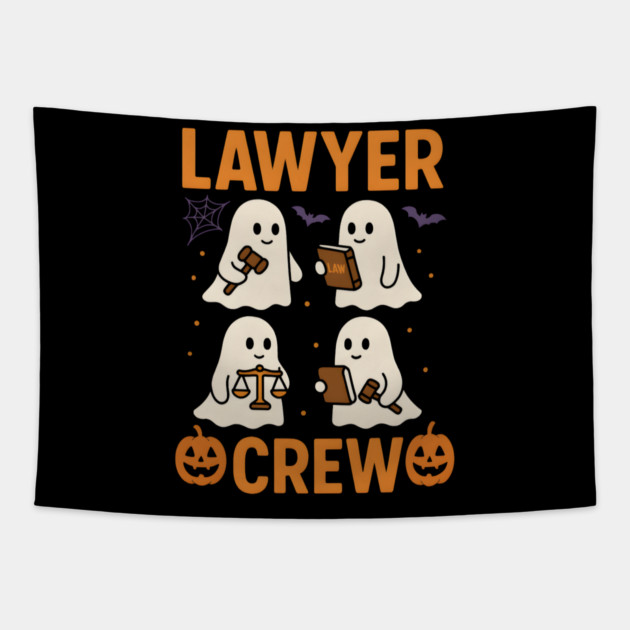 Lawyer Crew Funny Ghost Halloween Lawyer Gift Graphic Tapestry by MakerMind8.2