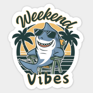 Weekend Vibes Shark – Beachside Chill Sticker
