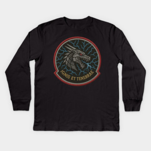 Ignis et Tenebrae – Dragon Military Patch Kids Long Sleeve T-Shirt