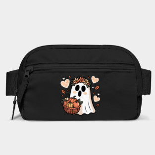 Cute Fall Ghost with Basket – Spooky Autumn Aesthetic Bag