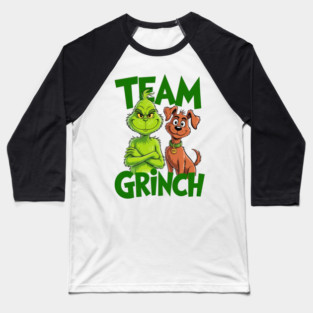 Team Grinch with Max Dog Christmas Funny Holiday Baseball T-Shirt