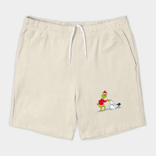 The Grinch Knocking Down Snowman Funny Christmas Holiday Shorts