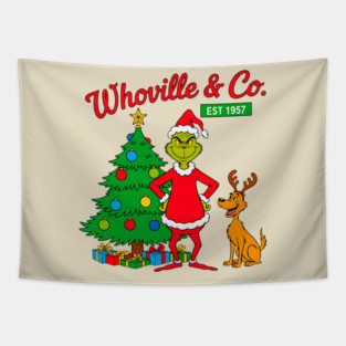 Whoville & Co Grinch Christmas Vintage Holiday Tapestry