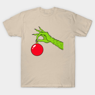 The Grinch Hand Holding Red Christmas Ornament Holiday T-Shirt