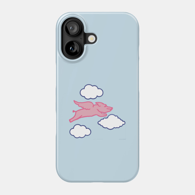 When Pigs Fly – Whimsical Pink Winged Pig with Clouds Phone Case by DonWillisJrArt