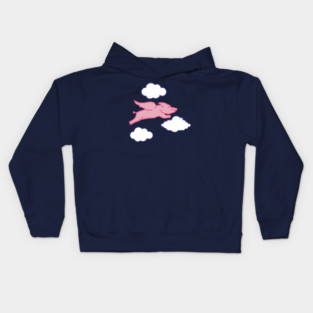 When Pigs Fly – Whimsical Pink Winged Pig with Clouds Kids Hoodie
