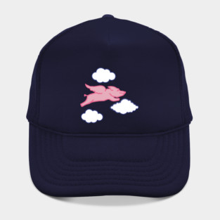 When Pigs Fly – Whimsical Pink Winged Pig with Clouds Hat