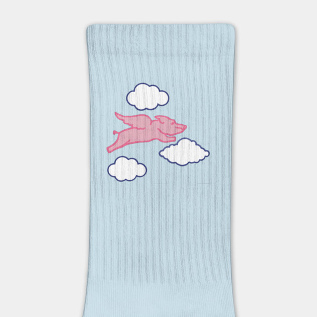 When Pigs Fly – Whimsical Pink Winged Pig with Clouds by DonWillisJrArt