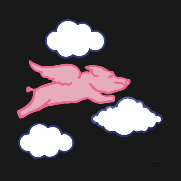 When Pigs Fly – Whimsical Pink Winged Pig with Clouds by DonWillisJrArt