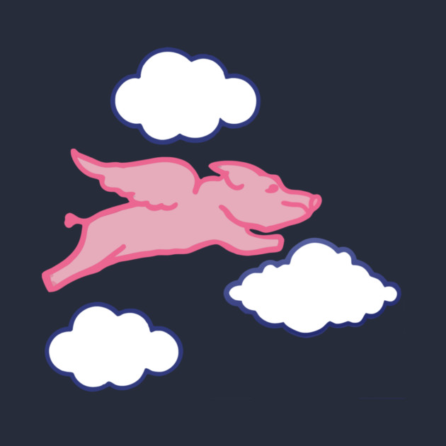 When Pigs Fly – Whimsical Pink Winged Pig with Clouds by DonWillisJrArt