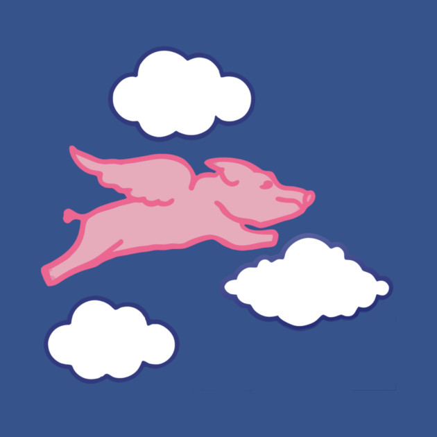 When Pigs Fly – Whimsical Pink Winged Pig with Clouds by DonWillisJrArt