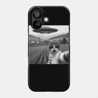 Cat Alien UFO Selfie - Funny Retro Pet Meme Novelty Phone Case