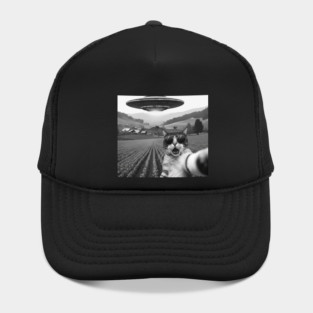 Cat Alien UFO Selfie - Funny Retro Pet Meme Novelty Hat