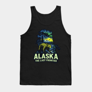 Alaska The Last Frontier Bear, Mountains, and Northern Lights Tank Top