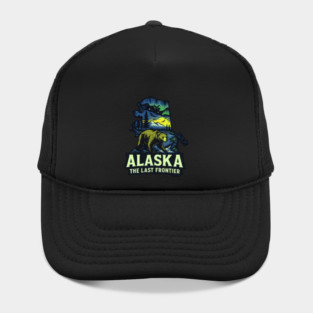 Alaska The Last Frontier Bear, Mountains, and Northern Lights Hat