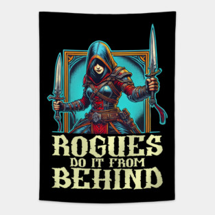 Dual Dagger Rogue with Bold Sneak Attack Quote Tapestry