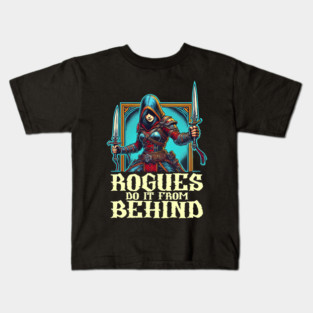 Dual Dagger Rogue with Bold Sneak Attack Quote Kids T-Shirt