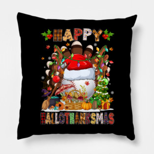Turkey Witch Baseball Ball & Bats Xmas Lights HalloThanksMas Pillow