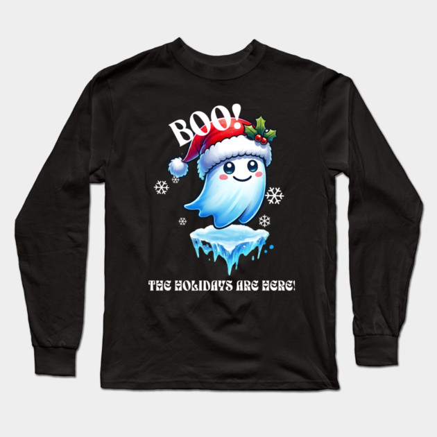 Boo! The Holidays Are Here! Long Sleeve T-Shirt by Cool Monkey Designs