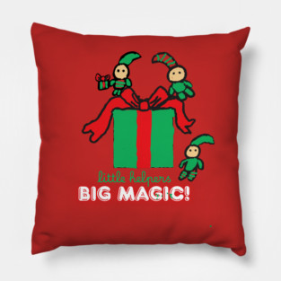 Hand Drawn Little Helpers Big Magic Christmas Pillow