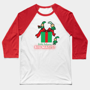 Hand Drawn Little Helpers Big Magic Christmas Baseball T-Shirt