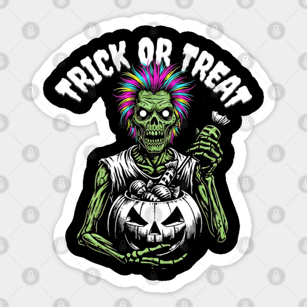 Trick or Treat, Colorful Zombie Sticker by Cool Monkey Designs