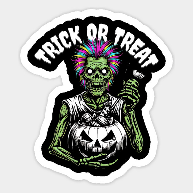 Trick or Treat, Colorful Zombie Magnet by Cool Monkey Designs