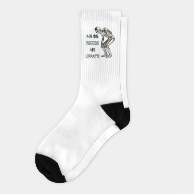 My OS Needs an Update Socks by Cool Monkey Designs