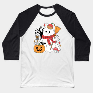 Cute Ghost Witch – Happy Halloween Spooky Fun Baseball T-Shirt