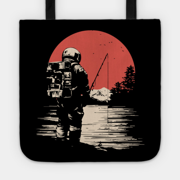 Cosmic Catch Astronaut Fishing Tote by TuncGK