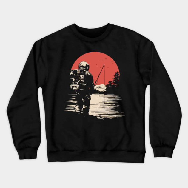 Cosmic Catch Astronaut Fishing Crewneck Sweatshirt by TuncGK