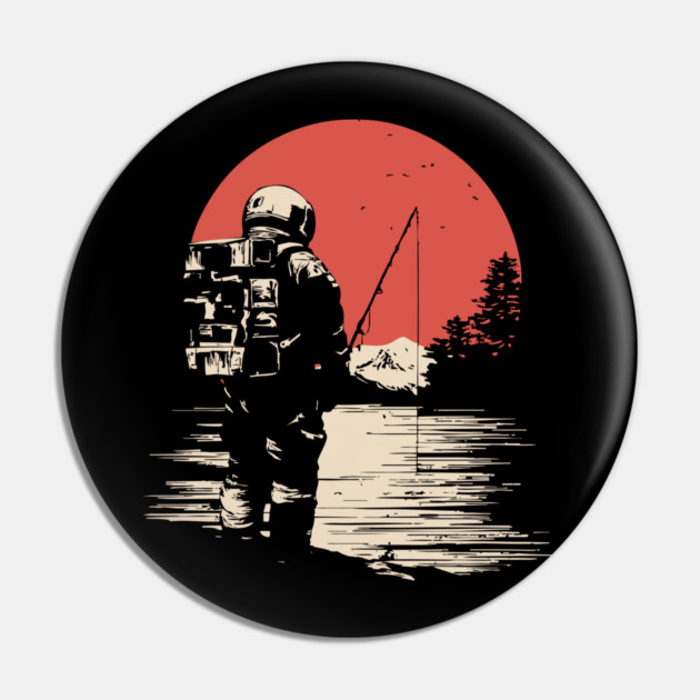 Cosmic Catch Astronaut Fishing Pin by TuncGK