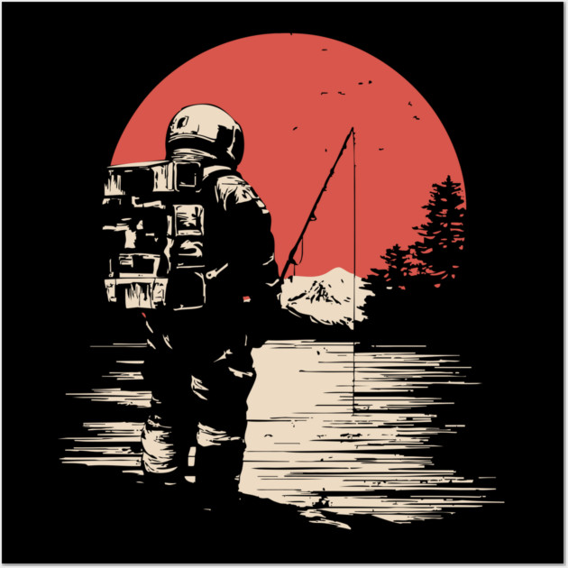 Cosmic Catch Astronaut Fishing Wall Art by TuncGK