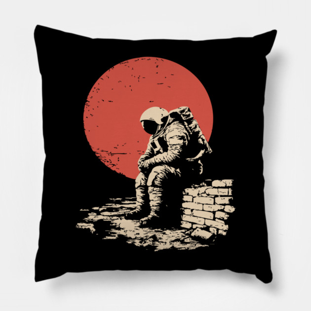 Cosmic Blues Sad Astronaut Pillow by TuncGK