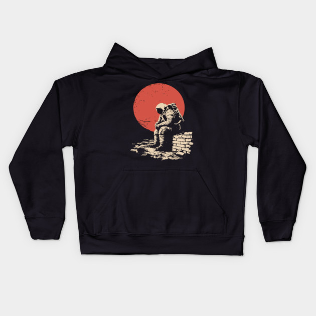 Cosmic Blues Sad Astronaut Kids Hoodie by TuncGK