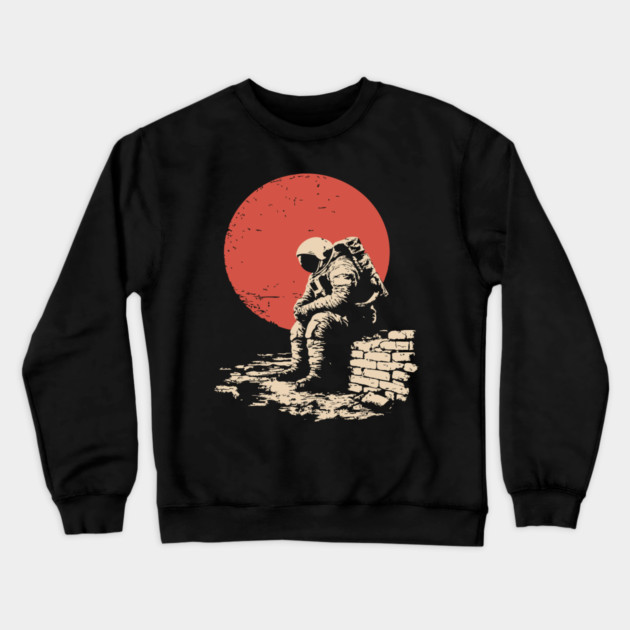 Cosmic Blues Sad Astronaut Crewneck Sweatshirt by TuncGK