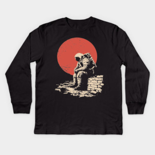 Cosmic Blues Sad Astronaut Kids Long Sleeve T-Shirt