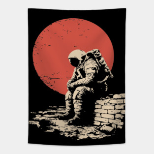 Cosmic Blues Sad Astronaut Tapestry