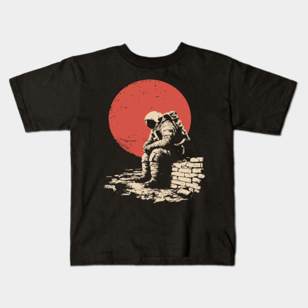 Cosmic Blues Sad Astronaut Kids T-Shirt by TuncGK