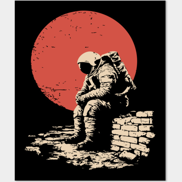 Cosmic Blues Sad Astronaut Wall Art by TuncGK