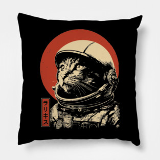 Cosmic Cat Astronaut Portrait Pillow