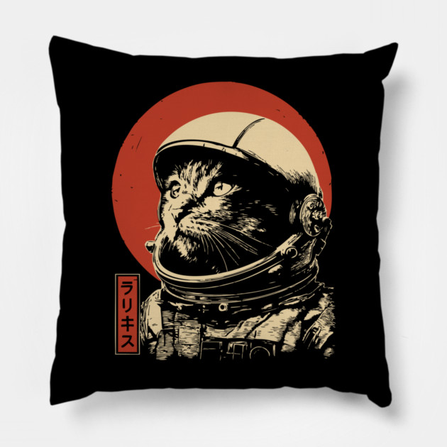 Cosmic Cat Astronaut Portrait Pillow by TuncGK