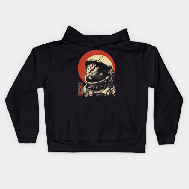 Cosmic Cat Astronaut Portrait Kids Hoodie by TuncGK