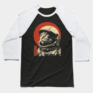 Cosmic Cat Astronaut Portrait Baseball T-Shirt