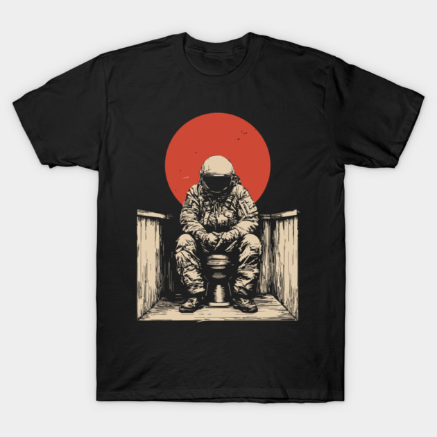Cosmic Contemplation Astronaut on Toilet T-Shirt by TuncGK
