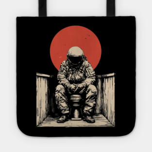 Cosmic Contemplation Astronaut on Toilet Tote
