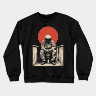 Cosmic Contemplation Astronaut on Toilet Crewneck Sweatshirt